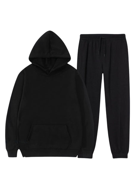 Ladies 2pcs Fleece Tracksuits Set, Women Comfort Long Sleeve Lounge Wear Featuring a Casual Hoodie and Drawstring Jogger Pants, Designed for Women