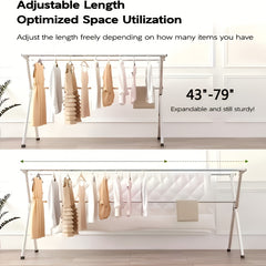 A Stainless Steel Foldable Clothes Drying Rack with Retractable Adjustable Double Bars And A Multi-Functional Drying Rack Suitable for Indoor And Outdoor Use. for Clothes, Quilts, And Bedding, It Provides Space-Saving Storage, Decoration