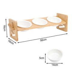 Pets Dog/Cat Bowls with Stand, 1/2/3 Bowls Adjustable Height Elevated Feeder Bowls for Cats and Small Dogs, Wooden Raised Feeding Bowls with Stand
