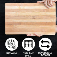 Bamboo Chopping Board for Kitchen, Dual-Sided Cutting Boards for Meat, Vegetables, Cheese, Bread - Home Essentials, 34 x 24 x 1.5 cm