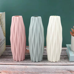 Nordic Modern Plastic Flower Vase - White Pink Blue Decorative Pot for Living Room Flower Arrangement