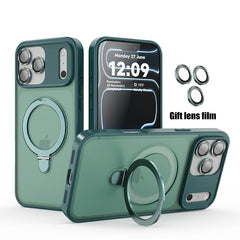 Phone Case - Matte Magnetic Stand Luxury Phone Case for Iphone 17, 16, 15 Pro Max Plus, Featuring a Large Ring Holder And Protective Cover