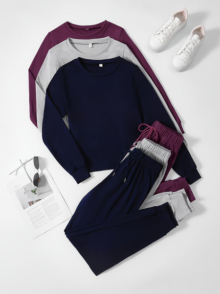 3pcs Women's Sportswear Set, Long Sleeve and Long Pants, Made of Fabric