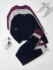 3pcs Women's Sportswear Set, Long Sleeve and Long Pants, Made of Fabric