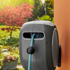 Gardena Wall-Mounted 30M (98Ft) Hose Box with Automatic Roll-Up