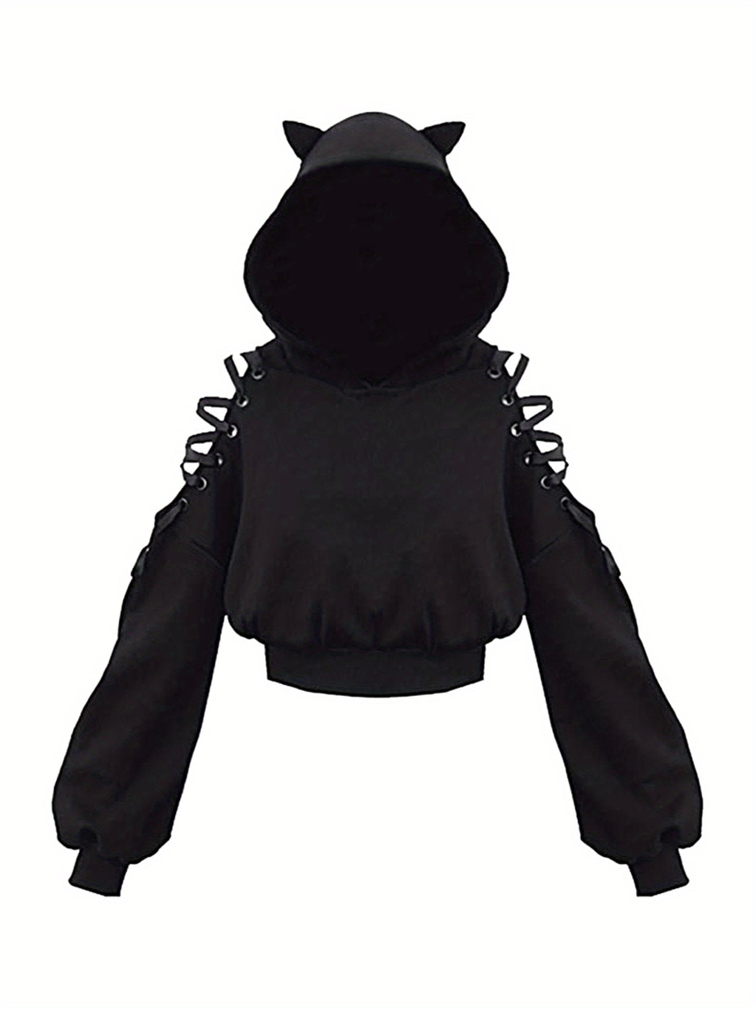 Womens Fashion Printing Sweatshirt Casual Bandage Long Sleeve Exposed Navel Hooded T-shirt