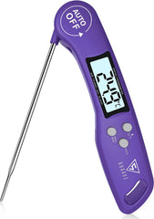 DOQAUS Digital Meat Thermometer, Instant Read Food Thermometer with Backlight LCD Screen, Foldable Long Probe & Auto On/Off, Perfect for Kitchen, BBQ, Water,Meat, Milk, Cooking Food (Black)