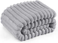 Bedsure Fleece Throw Blanket for Sofa - Fluffy Cosy Warm Blankets for Bed, Soft Cute Single Throw Gifts for Women and Girls, off White, 130X170 Cm