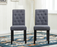 mcc direct Set of 2 Lined Fabric Dining Chairs With Solid Wooden Legs For Home & Commercial Restaurants