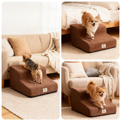 56X40X35CM Dog steps 3-Steps High Density Foam Dog Stairs Dog Steps for Bed with Detachable Cover Non Slip Bottom Steps for Dogs to Get on the Bed for Small Senior Injured Pets for Sofa C