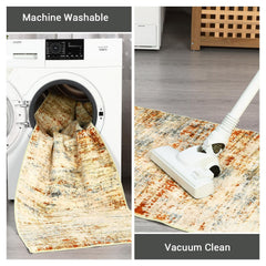Contemporary Abstract Area Rug, Machine Washable And Non-Shedding, Soft Low Pile Design for Kitchen, Living Room, Hallway, And Laundry Room