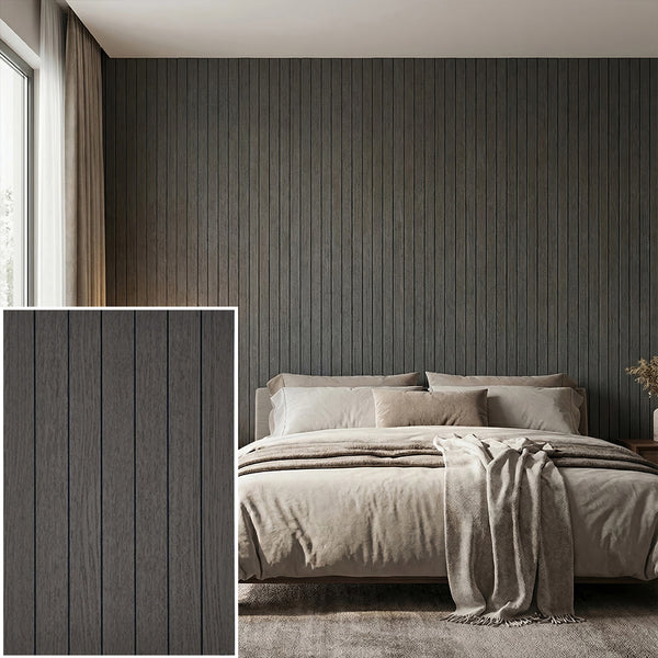 1pc 3D Imitation Wood Grain Grille Wall Panels, 300*40cm, Self-adhesive Vertical Stripe Wall Stickers, Peel and Stick, TV Background Decoration Stickers for Bedroom and Living Room, Kitchen and Bathroom Wall Renovation Stickers, Ideal for Renovating Livin