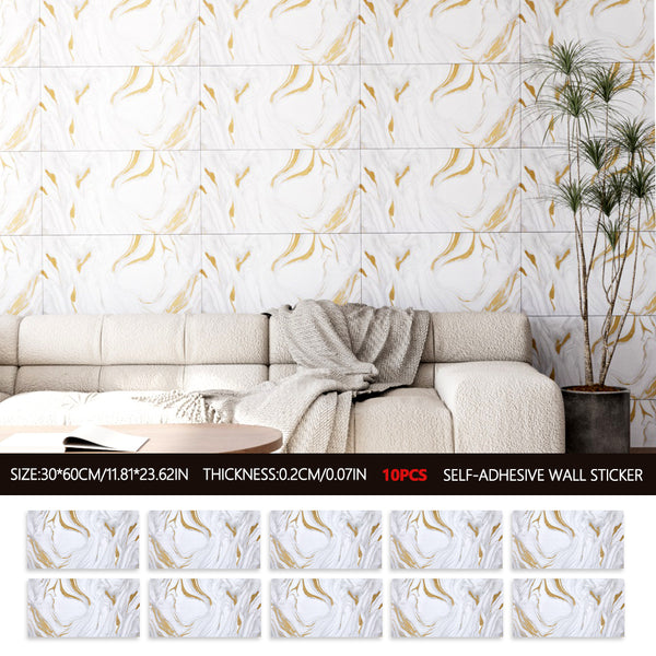 10/20/30/40PCS Marble Effect Tile Stickers 30x60cm - Self Adhesive PVC Wall Panels, Waterproof & Oil-Proof for Kitchen Backsplash, Bathroom & Bedroom Decor