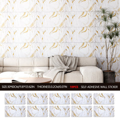 10/20/30/40PCS Marble Effect Tile Stickers 30x60cm - Self Adhesive PVC Wall Panels, Waterproof & Oil-Proof for Kitchen Backsplash, Bathroom & Bedroom Decor