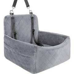 Dog And Cat Booster Car Seat with 3-Strap Safety System | Plush Memory Foam Bed And Removable Washable Cover | Non-Slip Base for Car Travel, Road Trips, And Outdoor Adventures