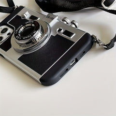 Phone Case: Creative Retro Camera Design Phone Case Women 3D Full Coverage with Detachable Strap Compatible with iPhone 11 12 13 14 15 16 17 Series Perfect Holiday Gift Idea