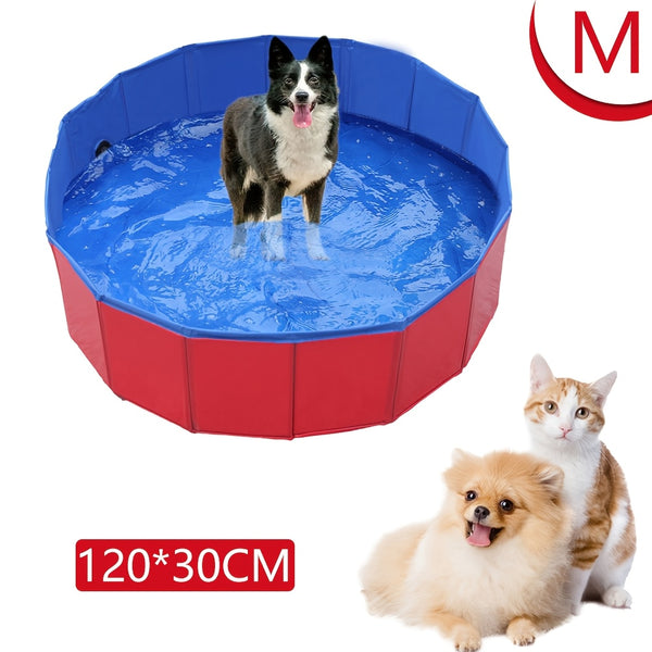 Foldable Dog Paddling Pool Pet Cat Swimming Pool Indoor/Outdoor Collapsible Summer Bathing Tub Shower Tub for Spring Outdoor Shower Play in Water