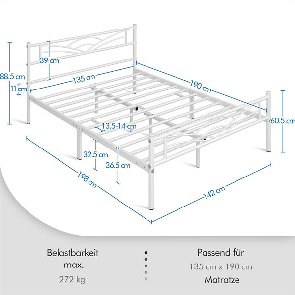 Costoffs Metal-Framed Bed, Metal-Framed Bed Base with Storage, Metal Platform Bed Frame with Headboard and Metal Bed Slats, Easy Assembly Bed, Single/Double/ Size Metal Bed Frame, Bed Foundation