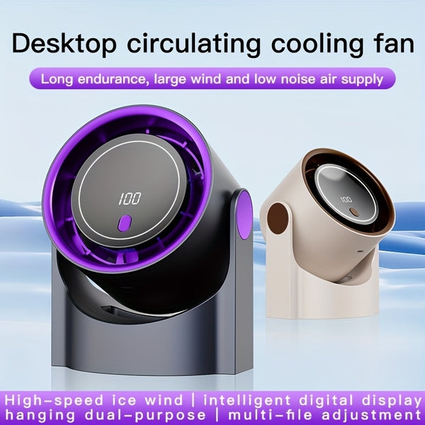 2025 New Upgrade Large Battery Portable Fashion Desk Fan Air Conditioner, 5-Speed Wind Cooling