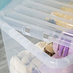 Wham 80L Crystal Clear Plastic Box and Lid - 3 Pack