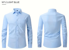 1+2, Three-Piece Solid Color Button- Shirt, Men'S Everyday Basic Shirt, Long-Sleeved Shirt with Pockets, Casual Shirt, Business Shirt, Blend, Soft And Comfortable