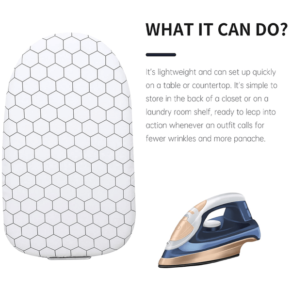 A Compact, Foldable Ironing Board Measuring 66X40Cm, Easy to Store And Lightweight, Making It Ideal for Small Living Spaces Like Apartments And Dorms. It Features Adjustable Height for Convenience