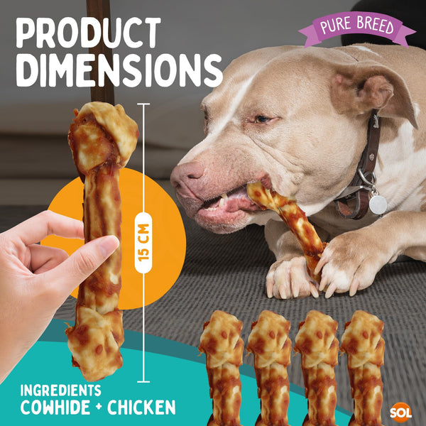 Pure Breed Large Collagen Dog Chewy Knots 4 Pack | Rawhide-Free Chicken Dog Treats | Long-Lasting Collagen Chews for Large Dogs | Healthy, Easy to Digest Holiday Pet Snacks | High-Protein Dog Gift