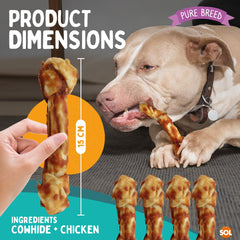 Pure Breed Large Collagen Dog Chewy Knots 4 Pack | Rawhide-Free Chicken Dog Treats | Long-Lasting Collagen Chews for Large Dogs | Healthy, Easy to Digest Holiday Pet Snacks | High-Protein Dog Gift