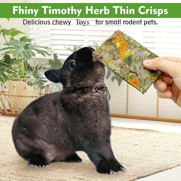 12pcs Rabbit Timothy Hay Chips Toys, Natural Bunny Molar Treats with Herbal Flowers Rabbit Chew Toys for Teeth Small Animal for Rats Chinchillas Guinea Hamsters