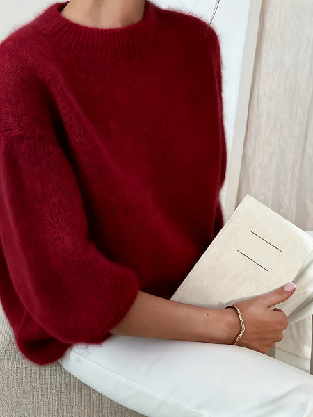 Women's Plush Sweater, High-Quality Alpaca Alpaca Material, Elegant Women's Wear, Essential for Outings, Comfortable and Fitted, Autumn and Winter