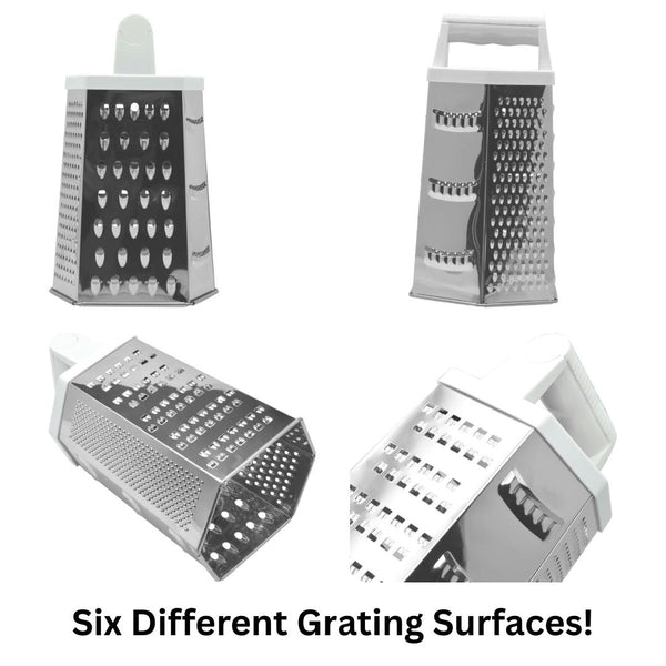 Cheese Grater - Stainless Steel Six Way Grater, 13.6 cm Vegetable Shredder Fruits Slicer