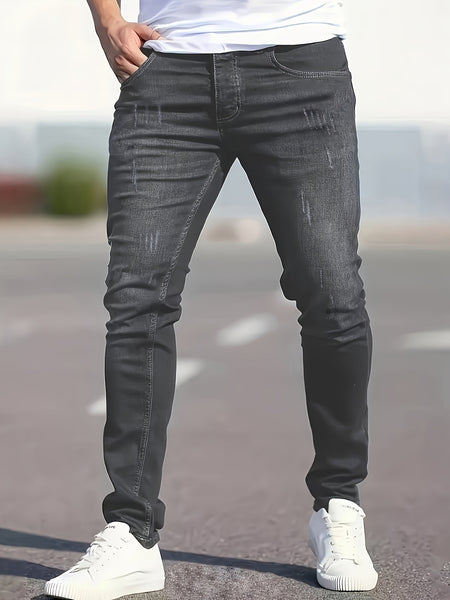 Geng Yuan Shi Selected Products - Men'S Tight Body Fit Casual Fashion Elastic Denim Pants