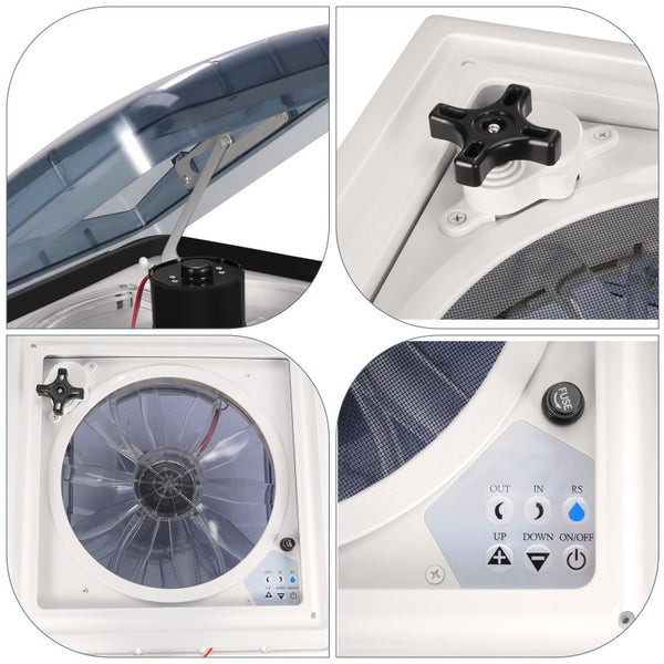 Roof Vent Fan Motorhome Fan Speed Intake Exhaust Automatic Level Permanent Reversible Fan with Crank Lift Smoke Lid