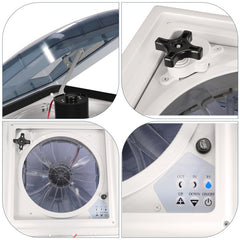 Roof Vent Fan Motorhome Fan Speed Intake Exhaust Automatic Level Permanent Reversible Fan with Crank Lift Smoke Lid