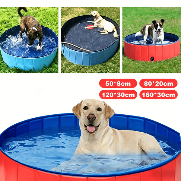 Heavy Duty Dog Swimming Pool, Dog Paddling Pool, PVC Board Pet Pool Quick Setup, Drainage Hole & Thickened Bottom For Small/Large Dogs Indoor & Outdoor Use