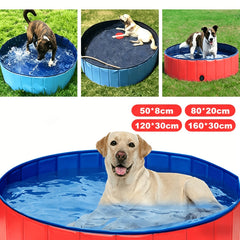 Heavy Duty Dog Swimming Pool, Dog Paddling Pool, PVC Board Pet Pool Quick Setup, Drainage Hole & Thickened Bottom For Small/Large Dogs Indoor & Outdoor Use