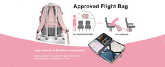 Easyjet Cabin Bag 45x36x20 Underseat, Large Capacity Travel Backpack for Women, Airline Approved Carry On Luggage Rucksack, Multifunctional Laptop Backpack with Shoe Pouch for Business, School, and Daily Commute, Pink