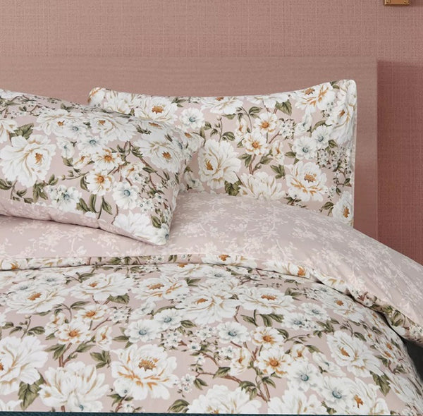 Elegant Blossom Blush Reversible Microfiber Printed Duvet Cover Set & Pillow Cases Bedding Collection