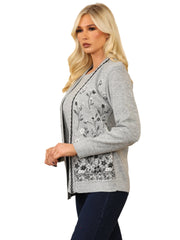 Ladies Twin Set Floral Sweater Womens Knitted Tank Top Cardigan Jumper