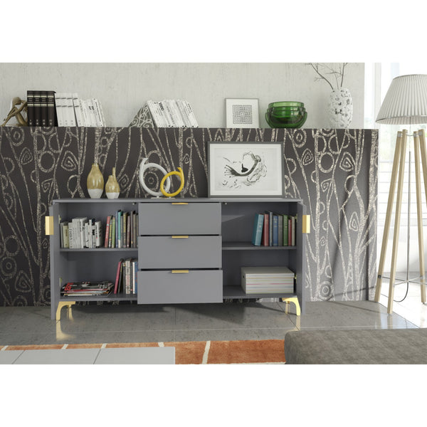 Tide Crest 140cm Modern Sideboard with Gold Accents and Storage
