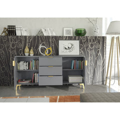 Tide Crest 140cm Modern Sideboard with Gold Accents and Storage
