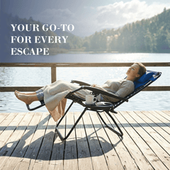 Ultimate Outdoor Lounge Chairs – Set of 2, XXL Padded Folding Zero Gravity Recliners with Cup Tray & Adjustable Headrest, 160° Lockable Patio & Camping Chairs