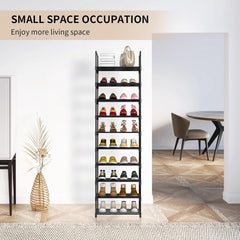 Shoe Rack 10 Tiers Shoe Storage Organiser, Sturdy Space-saving Shelf Tall Shoe Racks, Up to 20-25 Pairs Narrow Shoes Rack Stand for Dress Bedroom, Bathroom, Hallway, Outdoor, 30D x 40W x 175H cm,Black