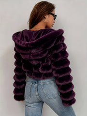 Exclusive New Autumn/Winter Collection: Elegant Three-Dimensional Women's Autumn/Winter Hooded Plush Outerwear, Stylish and Warm Autumn/Winter Outfit