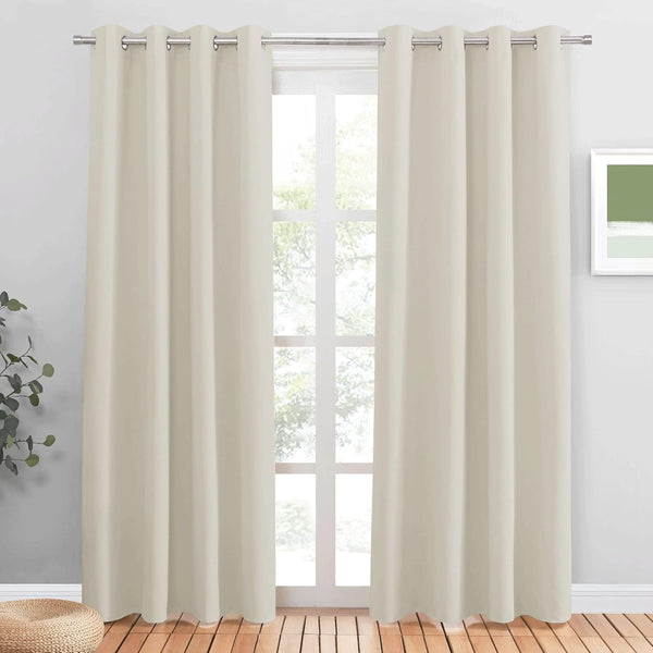 PONY DANCE Grey Blackout Thermal Insulated Curtains for Bedroom, 46 X 54 Inch Short Eyelet Curtains & Drapes, Soft Black Out 2 Panels for Window Living Room/Kitchen
