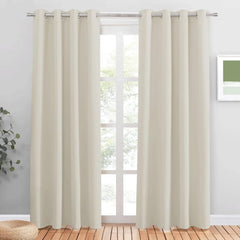 PONY DANCE Grey Blackout Thermal Insulated Curtains for Bedroom, 46 X 54 Inch Short Eyelet Curtains & Drapes, Soft Black Out 2 Panels for Window Living Room/Kitchen