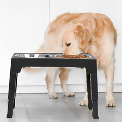 Upgraded Raised Dog Bowl with Stand, Elevated Dog Bowl with 2Large Durable Bowls, 5 Height Adjustable Dog Food Stand for Small Medium Large Sized Dog, 43x23x31cm Black