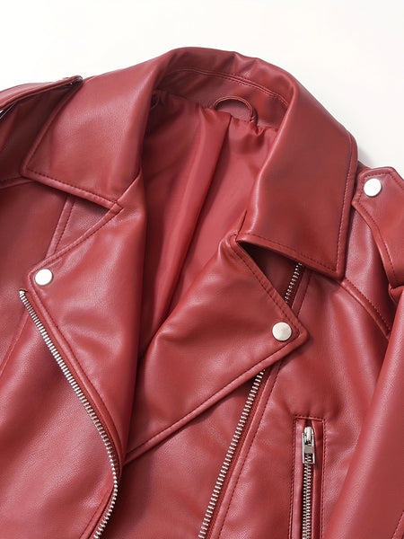 2025 Short Faux Leather Jacket Spring And Autumn American Retro Temperament Motorcycle Jacket Top Coat Women'S Clothing