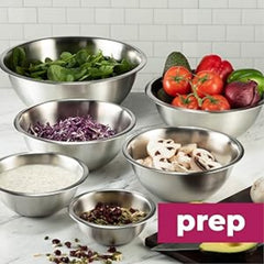 Stainless Steel Mixing Bowls Set for Kitchen, Dishwasher Safe Nesting Bowls for Cooking, Baking, Meal Prepping-6pcs set