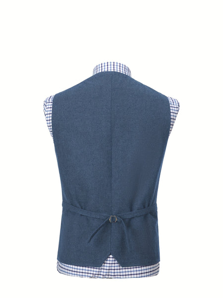 Men'S Vest Wool Blend Herringbone Vintage Men'S Fashion Vest, Groom Best Man Formal Wedding Party Casual Vest